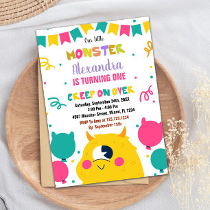 Invitations d'anniversaire Monster Ballons drapeau