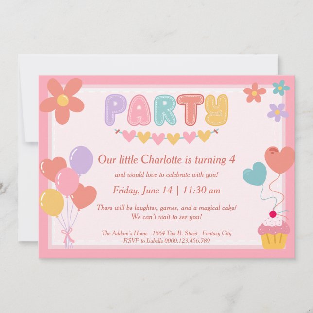Invitations d'anniversaire Pastel (Devant)