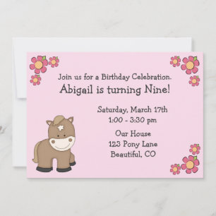 Invitations d'anniversaire Pony pour les filles