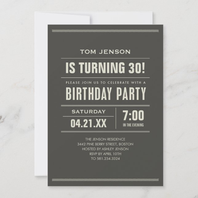 Invitations d'anniversaire pour des adultes (Devant)