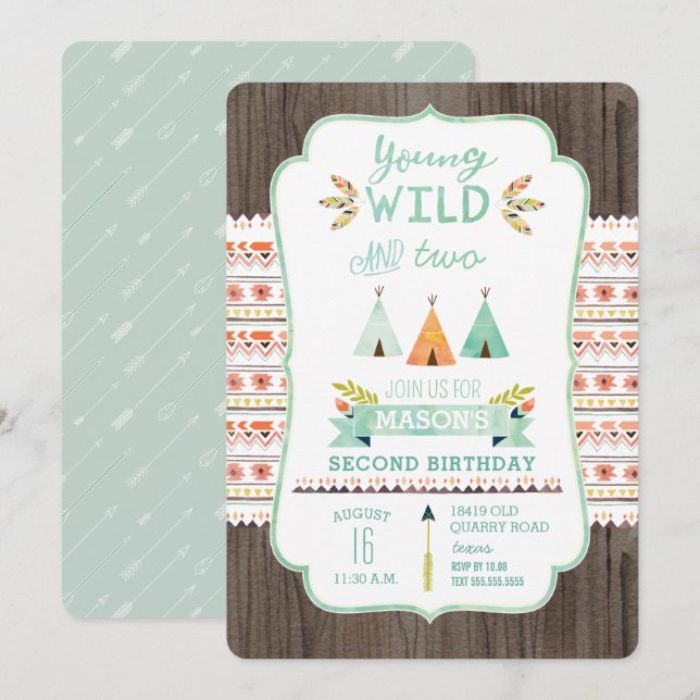 Invitations d'anniversaire pour jeunes, sauvages e (Devant / Derrière)