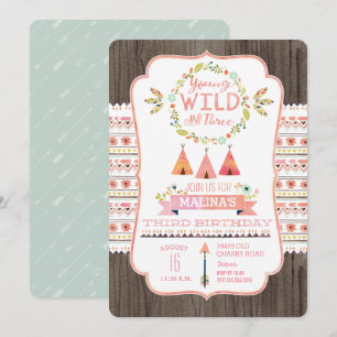 Invitations d'anniversaire pour jeunes, sauvages e