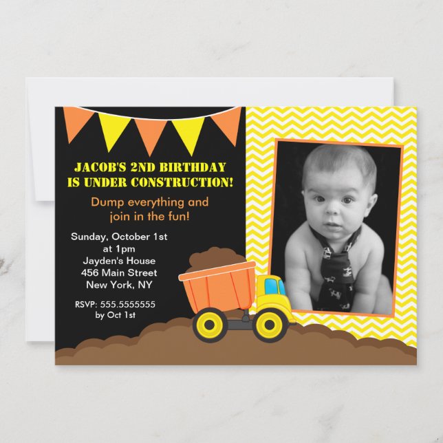Invitations d'anniversaire pour la construction d' (Devant)