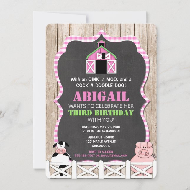 Invitations d'anniversaire pour les animaux de fer (Devant)