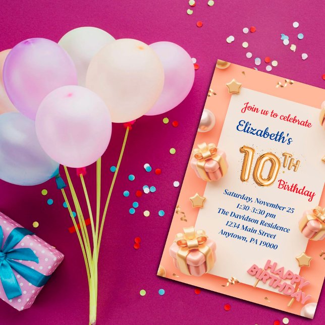 INVITATIONS D'ANNIVERSAIRE POUR LES FILLES DE 10 A (Créateur téléchargé)