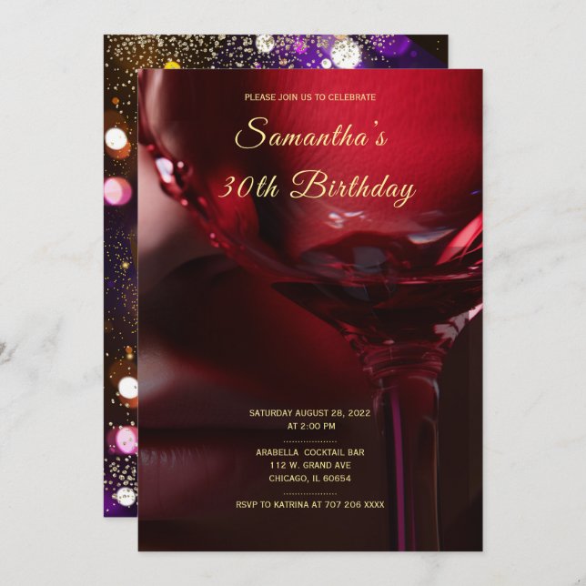 Invitations d'anniversaire pour une femme afro-amé (Devant / Derrière)