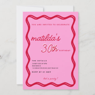 Invitations d'anniversaire Red & Pink Retro