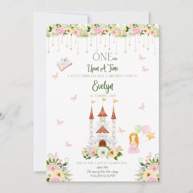 Invitations d'anniversaire - Thème de princesse (Devant)