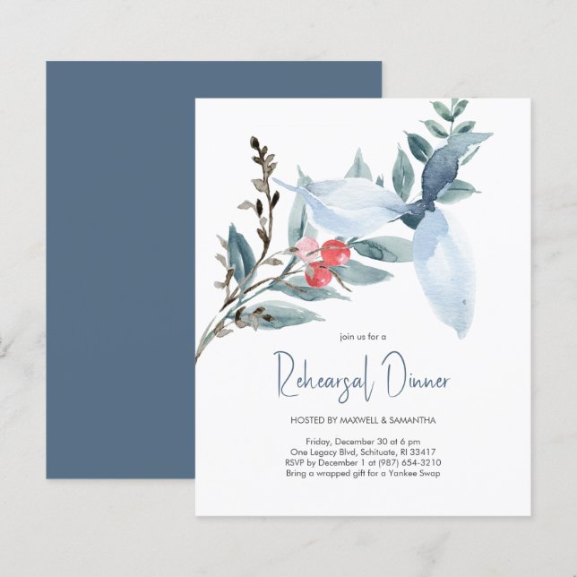 Invitations d'aquarelle du Mariage budgétaire (Devant / Derrière)