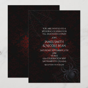 Invitations d'araignée d'Halloween rouge et noir