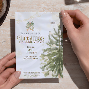 Invitations d'arbre de Noël rustique   Élégant et 