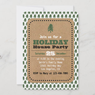 Invitations d'arbre de Noël vert et blanc moderne