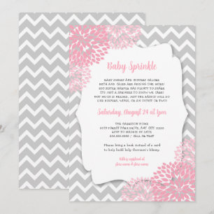 Invitations d'arrosage pour bébé rose moderne