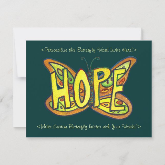 Invitations d'art personnalisé pour papillon vert  (Devant)