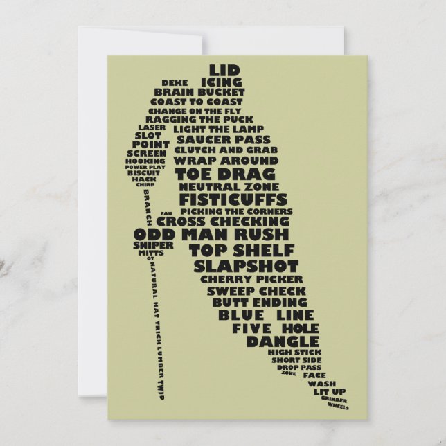 Invitations d'art texte du joueur de hockey (Devant)