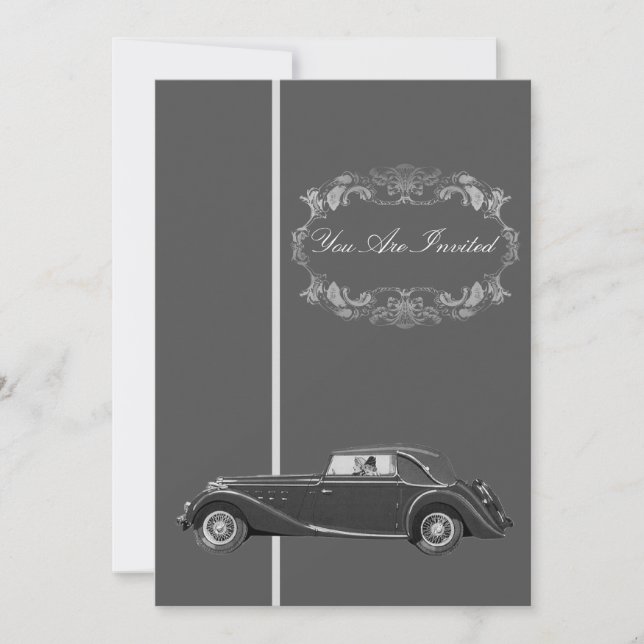 Invitations d'automobiles vintage - Noir et Blanc (Devant)