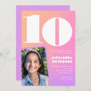 Invitations de 10e anniversaire de Pink Orange Ret