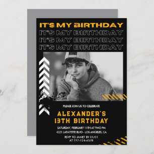 Invitations de 13e anniversaire garçon Photo Spray