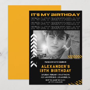 Invitations de 13e anniversaire garçon Photo Spray