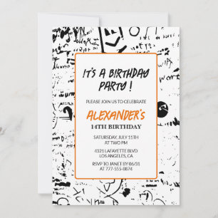 Invitations de 14e anniversaire Boy Graffiti Party