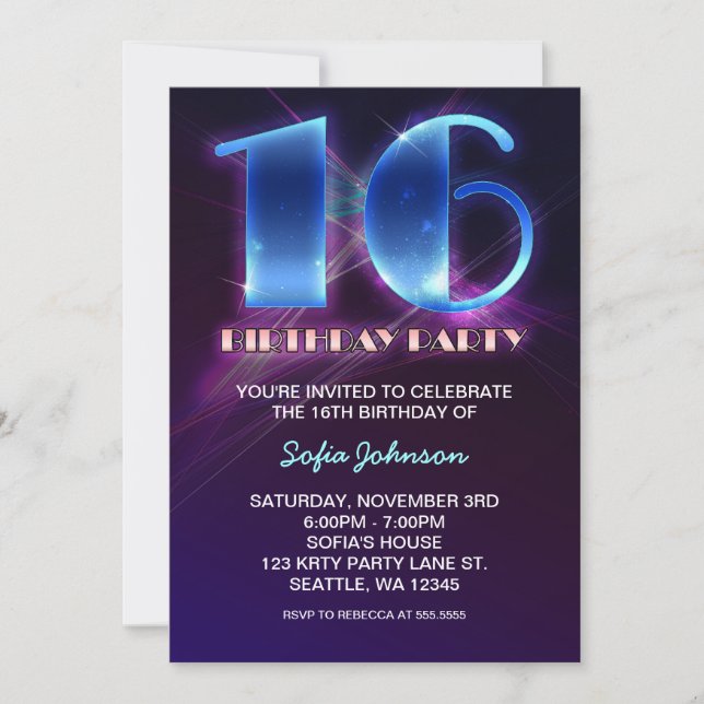 invitations de 16 ans exceptionnelles (Devant)