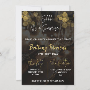 Invitations de 17e anniversaire surprise Glam Part