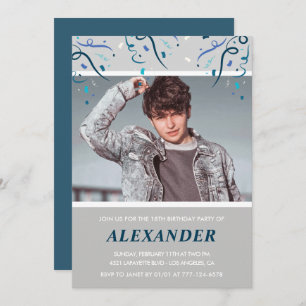 Invitations de 18e anniversaire garçon Confetti Ph