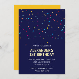 Invitations de 1er anniversaire Boy Confetti Moder