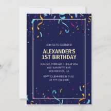 Invitations de 1er anniversaire simples Marine Con