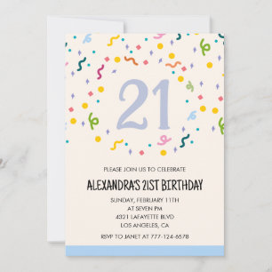 Invitations de 21e anniversaire Confetti
