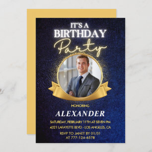 Invitations de 21e anniversaire Hommes Badge Photo