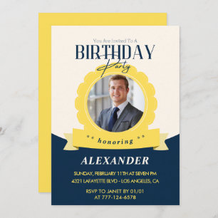 Invitations de 21e anniversaire Hommes Badge Photo