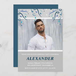 Invitations de 21e anniversaire Hommes Confetti Ph