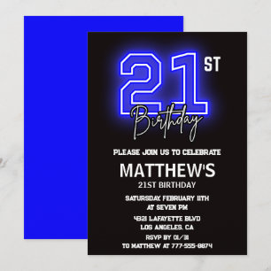 Invitations de 21e anniversaire Men Sport Neon