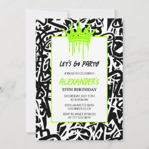 Invitations de 25e anniversaire Hommes Party Graff
