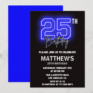 Invitations de 25e anniversaire Hommes Sport Neon