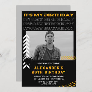 Invitations de 26e anniversaire Hommes Photo Spray