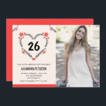 Invitations de 26e anniversaire pour son coeur flo<br><div class="desc">Invitations de 26e anniversaire pour ses Flowers Heart moderne</div>