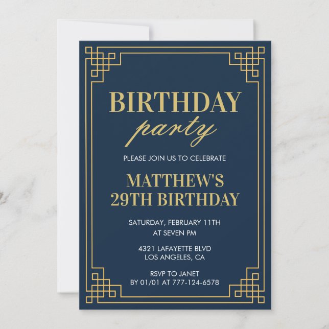 Invitations de 29e anniversaire Anniversaire garço (Devant)