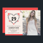Invitations de 29e anniversaire pour son coeur flo<br><div class="desc">Invitations de 29e anniversaire pour ses Flowers Heart moderne</div>