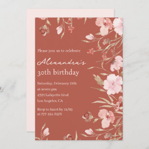 Invitations de 30e anniversaire Boho Floral Chic