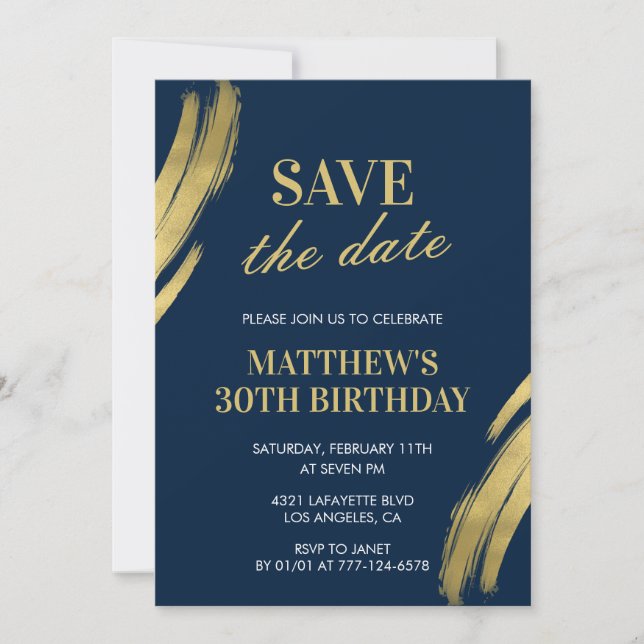 Invitations de 30e anniversaire Hommes Sauvez la d (Devant)