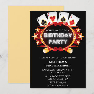 Invitations de 32e anniversaire Casino Vegas Homme