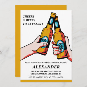 Invitations de 32e anniversaire Cheers and Beers H