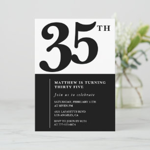 Invitations de 35e anniversaire Black and White El