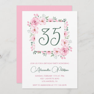 Invitations de 35e anniversaire Floral Elegant Pin
