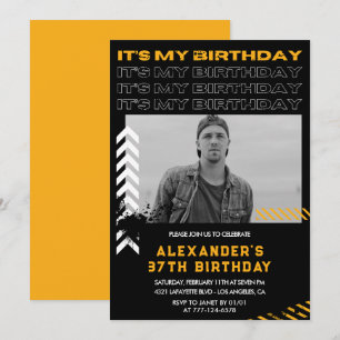 Invitations de 37e anniversaire Homme Photo Spray 
