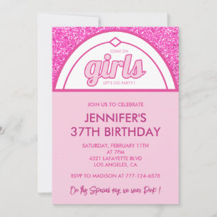 Invitations de 37e anniversaire rose Parties scint