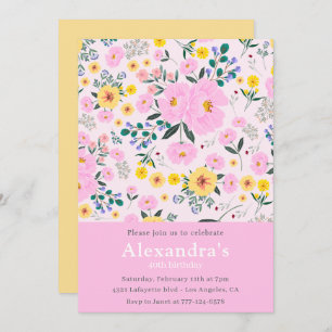 Invitations de 40e anniversaire Boho Floral Chic