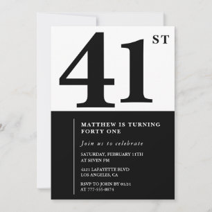 Invitations de 41e anniversaire Black and White El